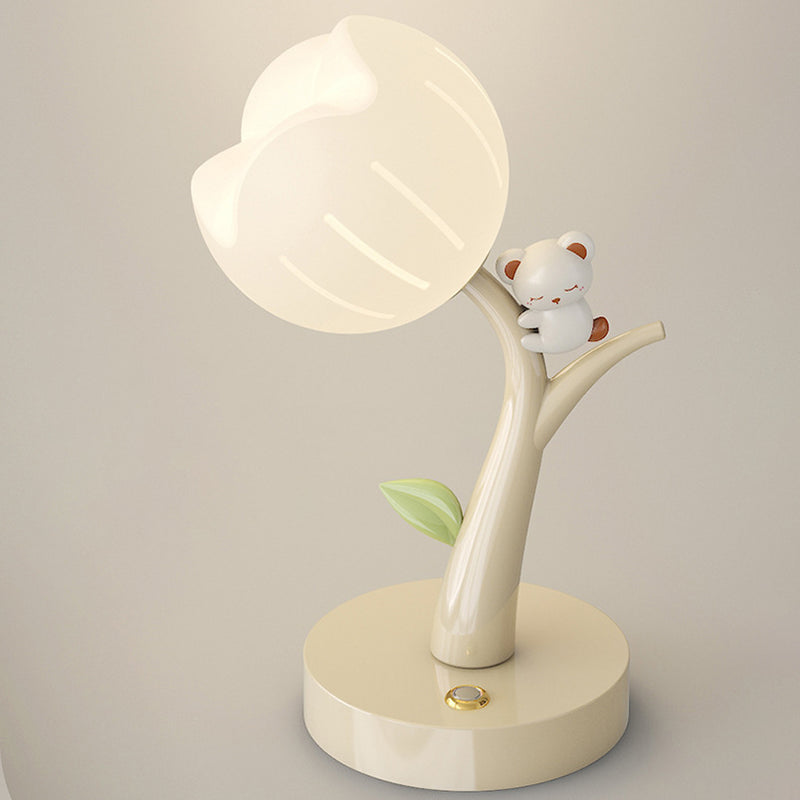 現代的なクリエイティブフラワーPEランプシェード鉄ベースLEDテーブルランプリビングルーム用 