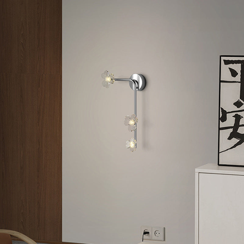 モダンアールデコフラワーズアクリルアイアンランプシェードLEDウォールスクエンスランプリビングルーム用 