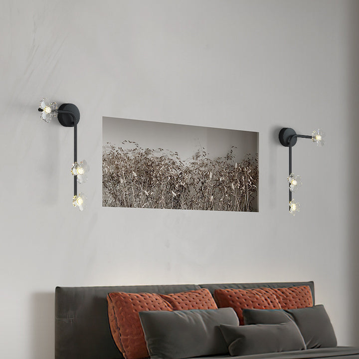 Modern Art Deco Flowers Acrylic Iron Lampshade LED Wall Sconce Lamp For Living Room