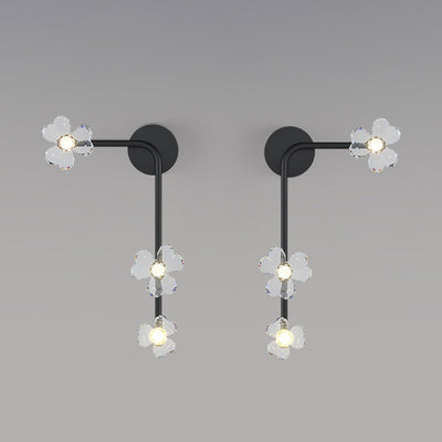 モダンアールデコフラワーズアクリルアイアンランプシェードLEDウォールスクエンスランプリビングルーム用 