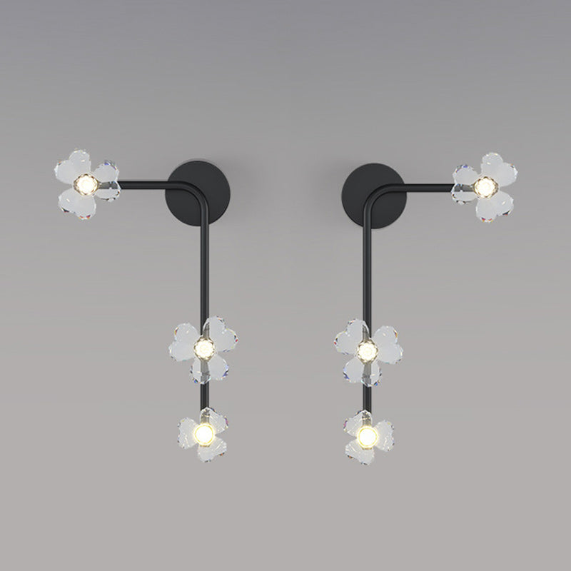 モダンアールデコフラワーズアクリルアイアンランプシェードLEDウォールスクエンスランプリビングルーム用 