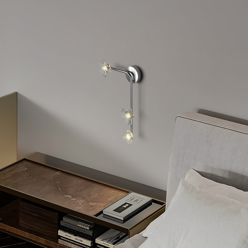 モダンアールデコフラワーズアクリルアイアンランプシェードLEDウォールスクエンスランプリビングルーム用 
