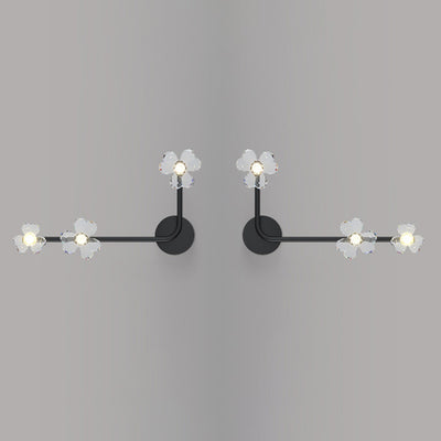 モダンアールデコフラワーズアクリルアイアンランプシェードLEDウォールスクエンスランプリビングルーム用 