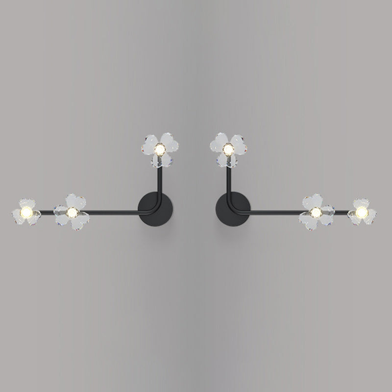 モダンアールデコフラワーズアクリルアイアンランプシェードLEDウォールスクエンスランプリビングルーム用 