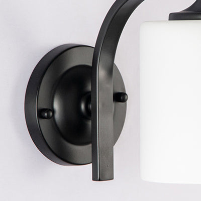 Lampe murale à une lumière en fer avec abat-jour en verre cylindrique de simplicité moderne pour salon 