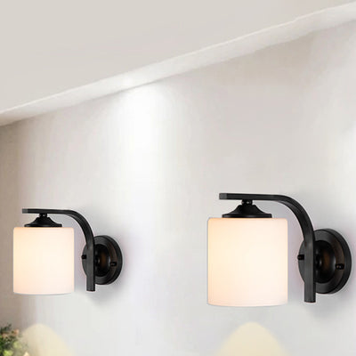 Lampe murale à une lumière en fer avec abat-jour en verre cylindrique de simplicité moderne pour salon 