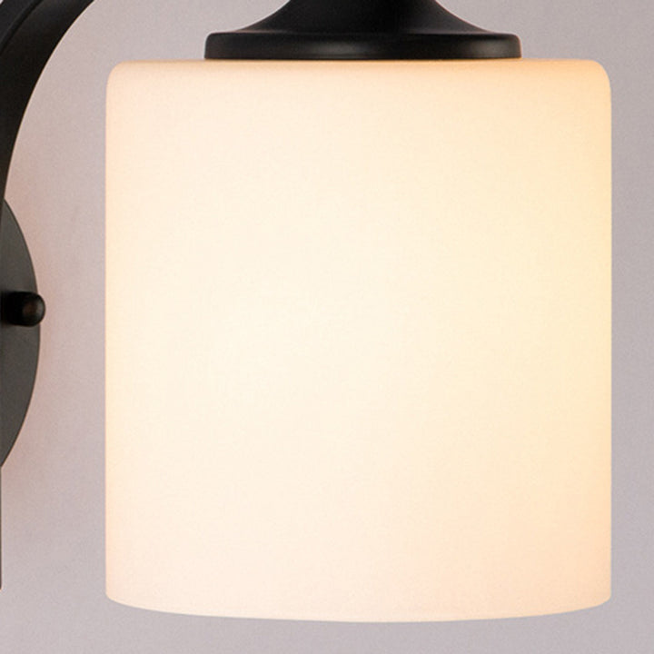 Modern Simplicity Cylinder Glass Lampshade Iron 1 - Light Wall Sconce Lamp For Living Room
