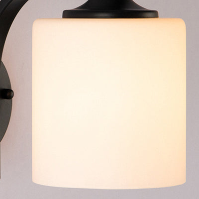 Lampe murale à une lumière en fer avec abat-jour en verre cylindrique de simplicité moderne pour salon 