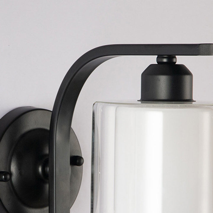 Modern Simplicity Cylinder Glass Lampshade Iron 1 - Light Wall Sconce Lamp For Living Room