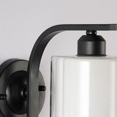 Lampe murale à une lumière en fer avec abat-jour en verre cylindrique de simplicité moderne pour salon 