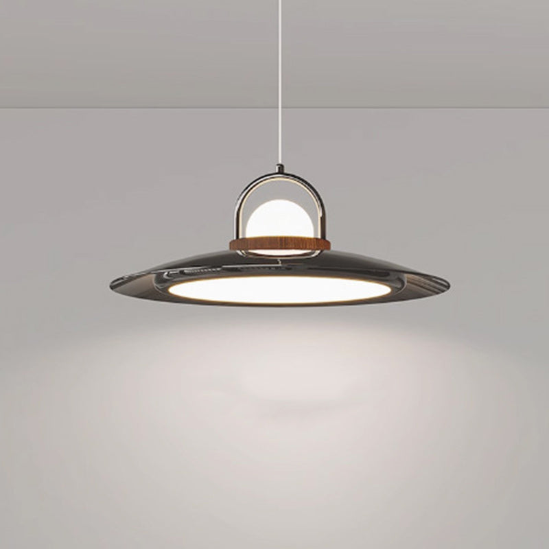 Contemporary Scandinavian Dome UFO Shape Iron PE Lampshade LED Pendant Light For Dining Room