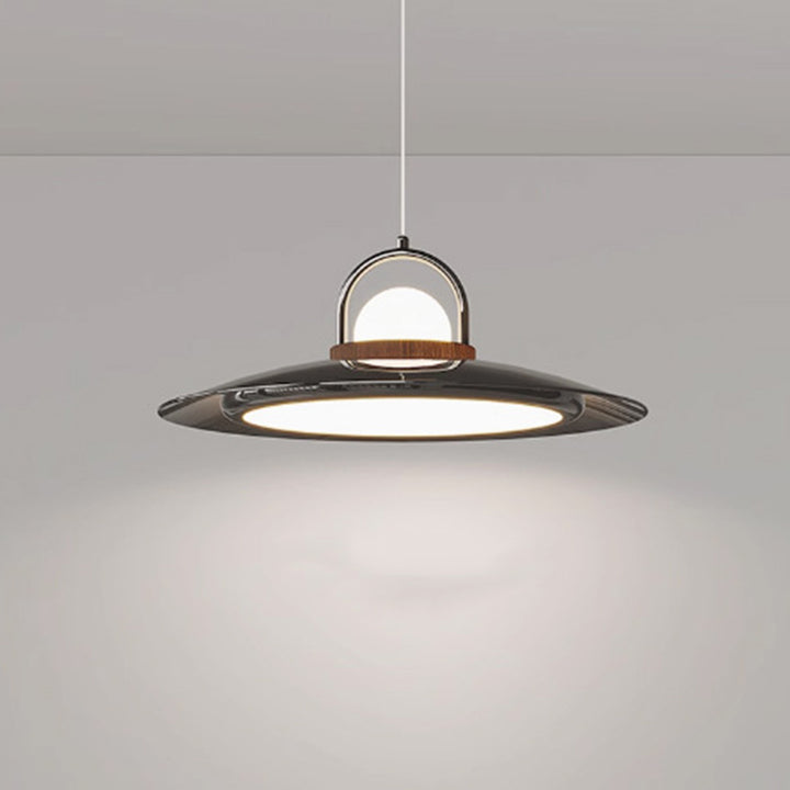 Contemporary Scandinavian Dome UFO Shape Iron PE Lampshade LED Pendant Light For Dining Room
