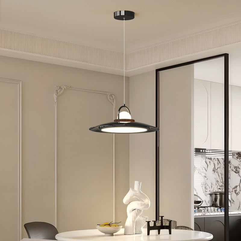 Contemporary Scandinavian Dome UFO Shape Iron PE Lampshade LED Pendant Light For Dining Room
