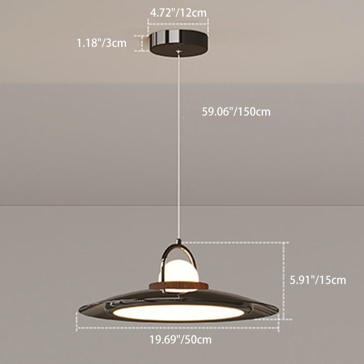Contemporary Scandinavian Dome UFO Shape Iron PE Lampshade LED Pendant Light For Dining Room