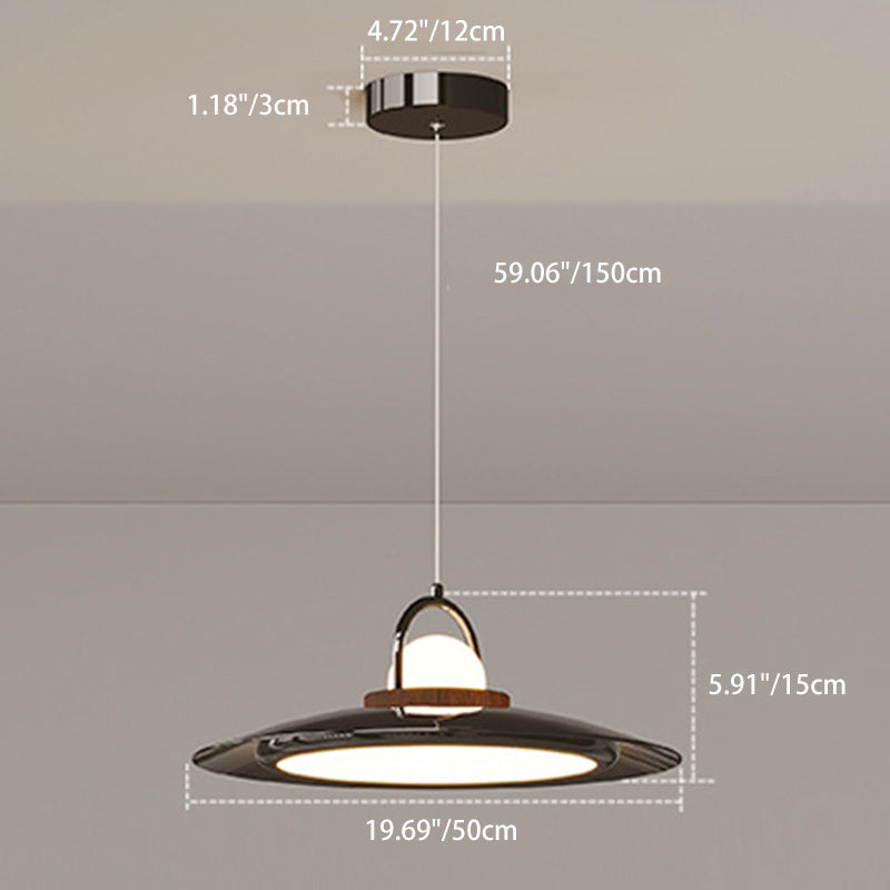 Contemporary Scandinavian Dome UFO Shape Iron PE Lampshade LED Pendant Light For Dining Room