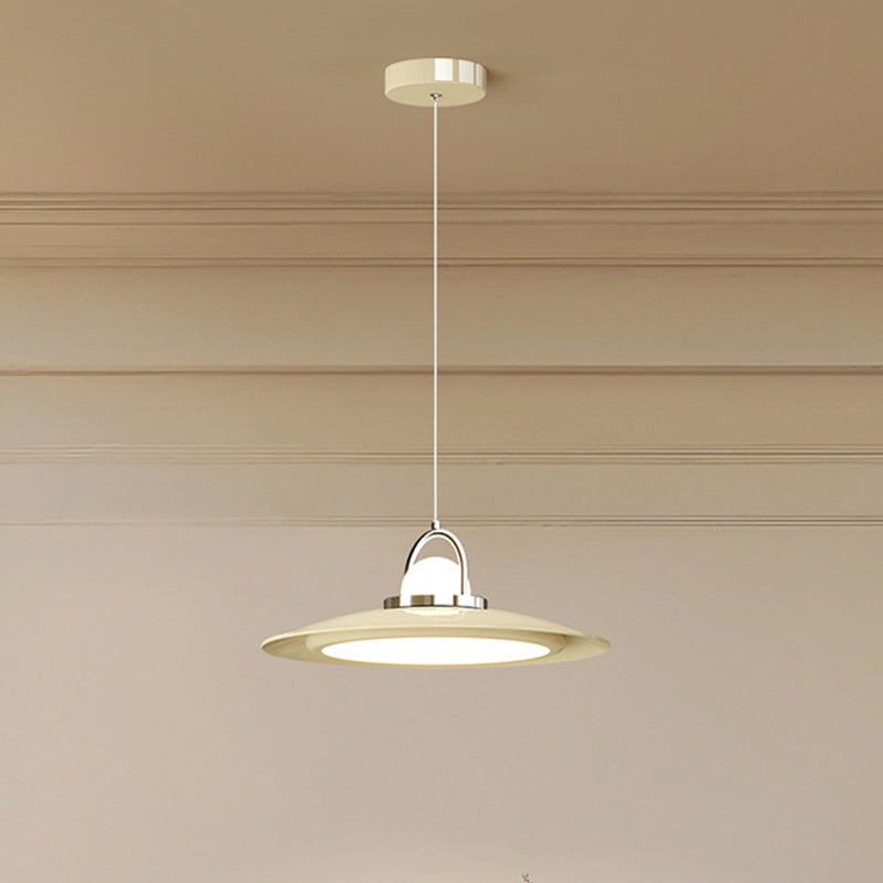 Contemporary Scandinavian Dome UFO Shape Iron PE Lampshade LED Pendant Light For Dining Room