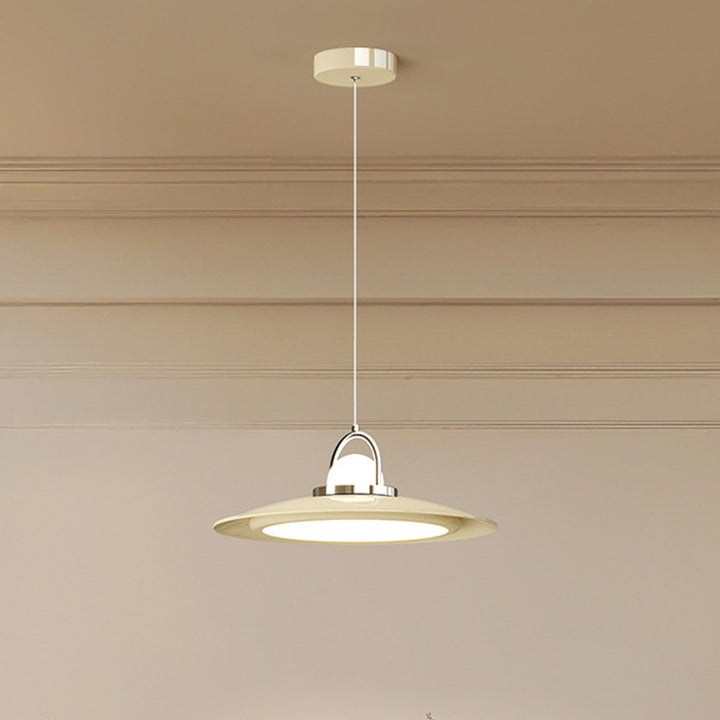 Contemporary Scandinavian Dome UFO Shape Iron PE Lampshade LED Pendant Light For Dining Room