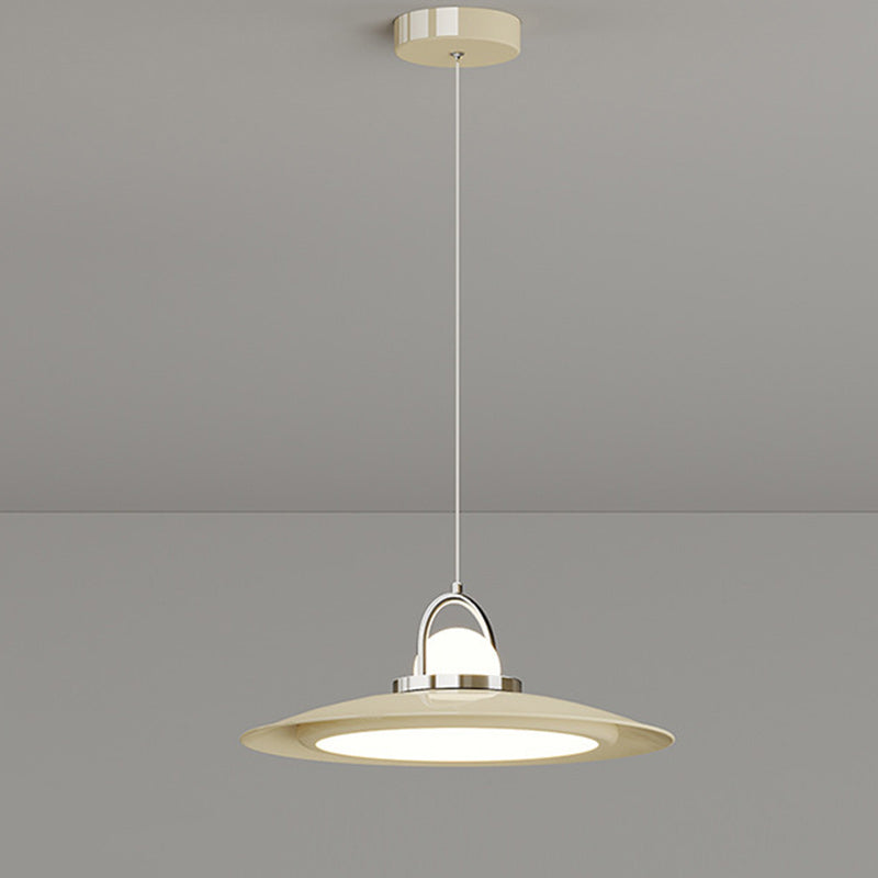 Contemporary Scandinavian Dome UFO Shape Iron PE Lampshade LED Pendant Light For Dining Room