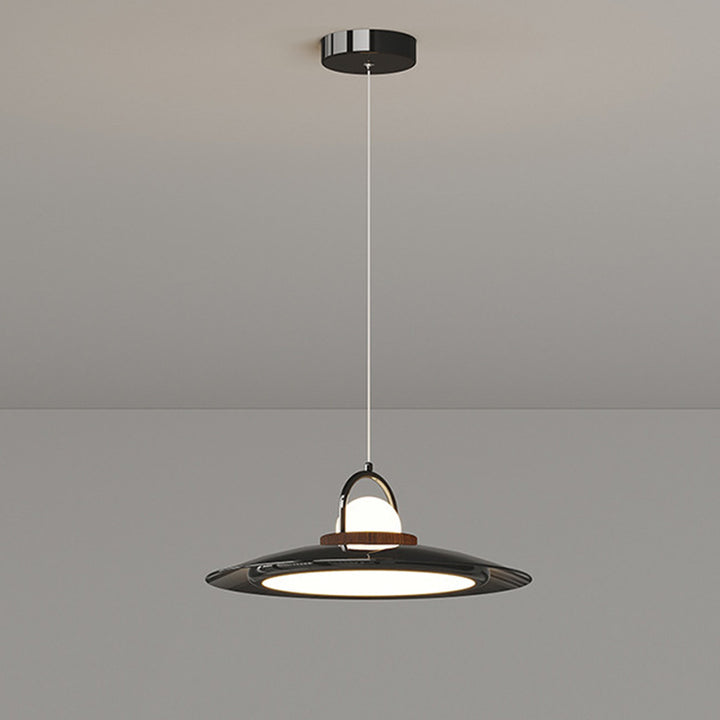 Contemporary Scandinavian Dome UFO Shape Iron PE Lampshade LED Pendant Light For Dining Room