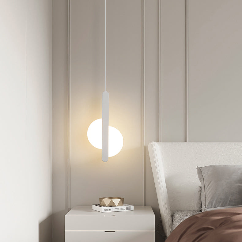 Suspension LED avec abat-jour en acrylique et fer en forme de demi-cercle pour chambre à coucher 