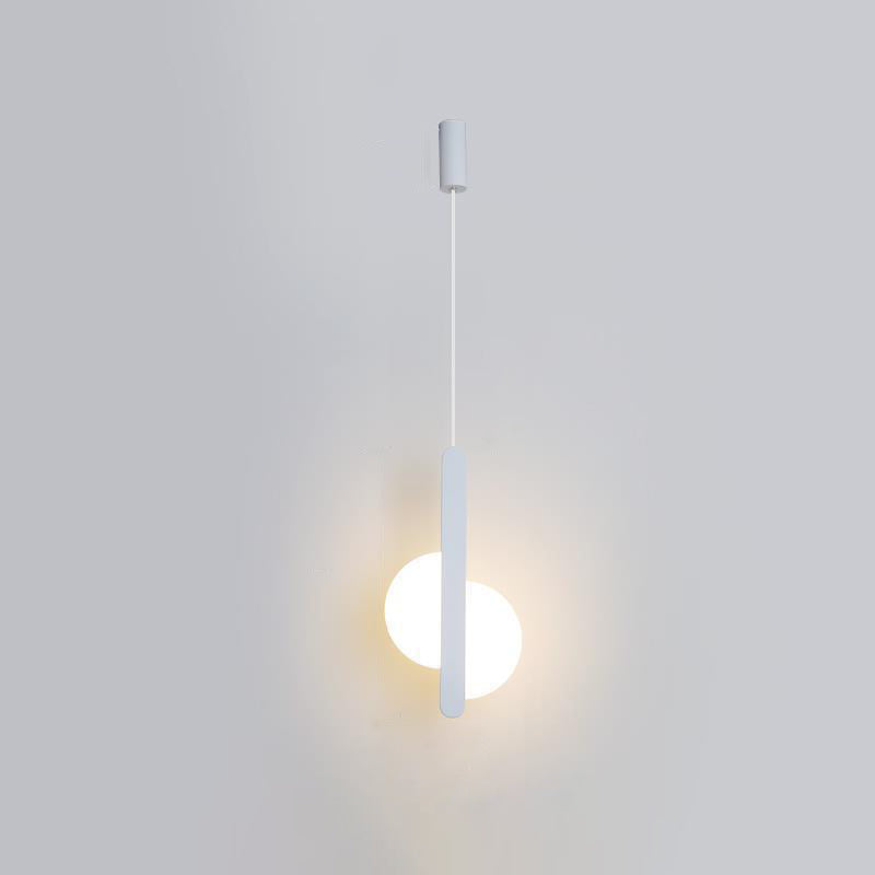 Suspension LED avec abat-jour en acrylique et fer en forme de demi-cercle pour chambre à coucher 