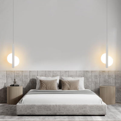 Suspension LED avec abat-jour en acrylique et fer en forme de demi-cercle pour chambre à coucher 