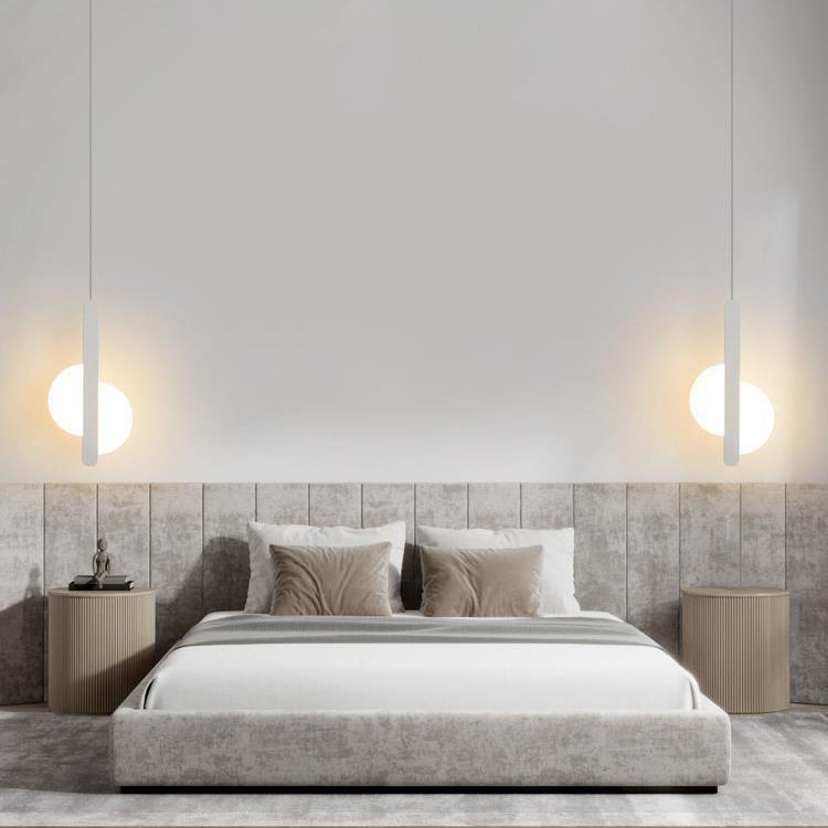 Suspension LED avec abat-jour en acrylique et fer en forme de demi-cercle pour chambre à coucher 
