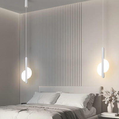 Suspension LED avec abat-jour en acrylique et fer en forme de demi-cercle pour chambre à coucher 