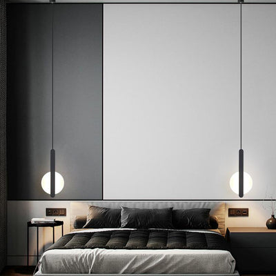 Suspension LED avec abat-jour en acrylique et fer en forme de demi-cercle pour chambre à coucher 