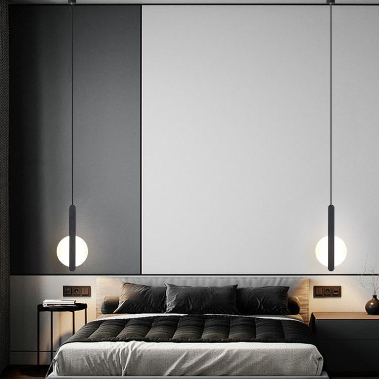 Suspension LED avec abat-jour en acrylique et fer en forme de demi-cercle pour chambre à coucher 