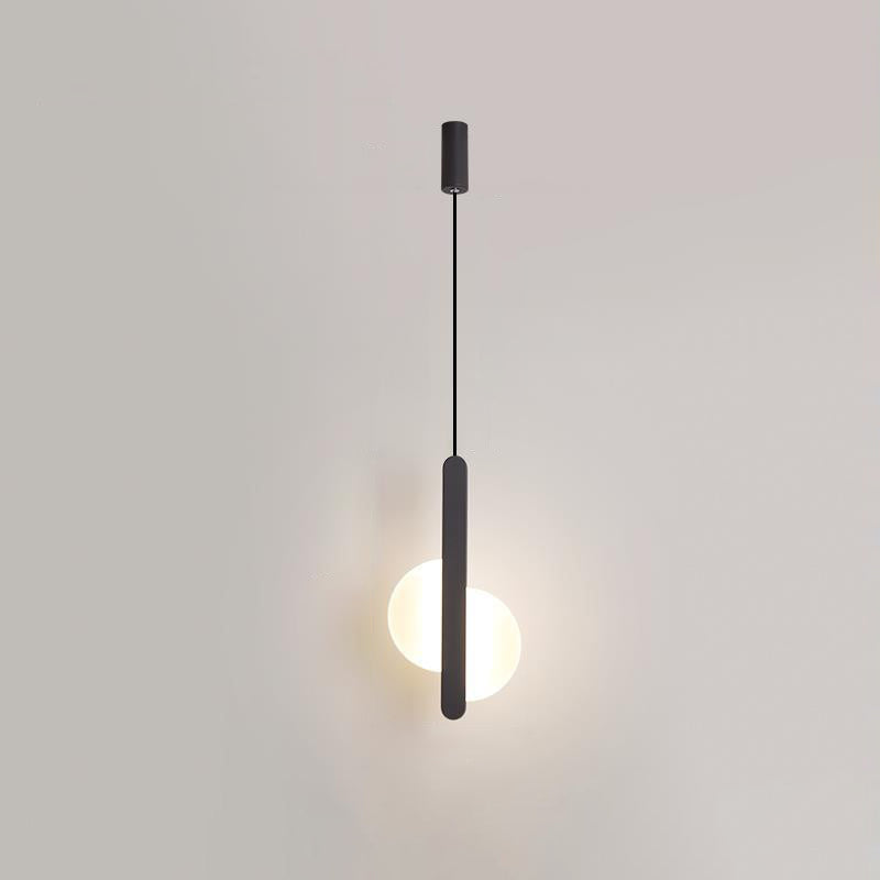 Suspension LED avec abat-jour en acrylique et fer en forme de demi-cercle pour chambre à coucher 