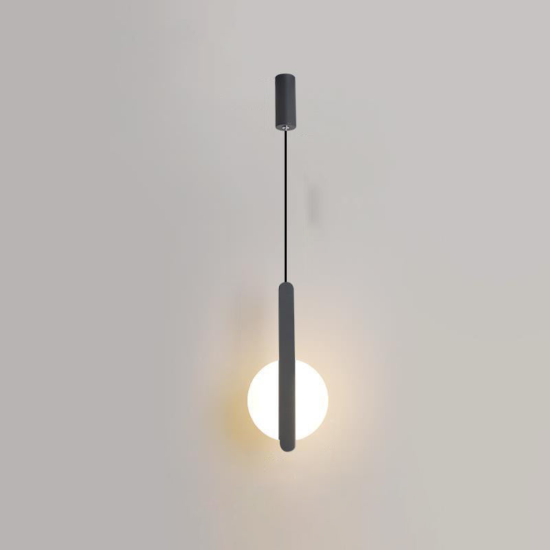 Suspension LED avec abat-jour en acrylique et fer en forme de demi-cercle pour chambre à coucher 