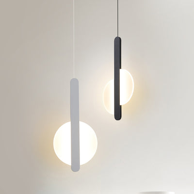 Suspension LED avec abat-jour en acrylique et fer en forme de demi-cercle pour chambre à coucher 