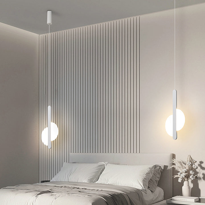 Lámpara colgante LED con pantalla de acrílico de hierro en forma de cúpula de media circunferencia de simplicidad moderna para dormitorio 