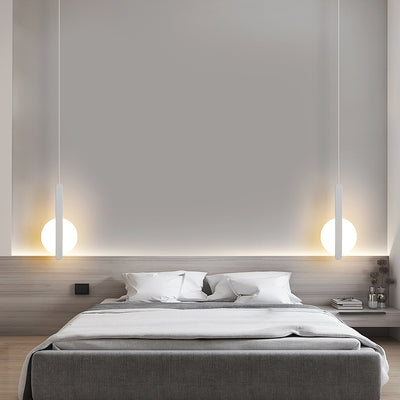 Suspension LED avec abat-jour en acrylique et fer en forme de demi-cercle pour chambre à coucher 