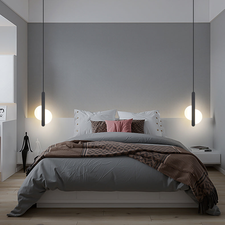 Suspension LED avec abat-jour en acrylique et fer en forme de demi-cercle pour chambre à coucher 