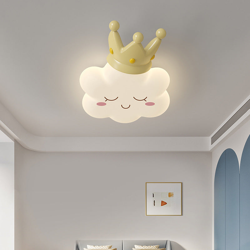Contemporary Creative Bow Crown Santa Hat Iron PE Lampshade LED Flush Mount Ceiling Light For Bedroom
