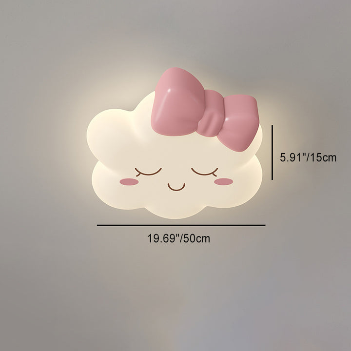 Contemporary Creative Bow Crown Santa Hat Iron PE Lampshade LED Flush Mount Ceiling Light For Bedroom