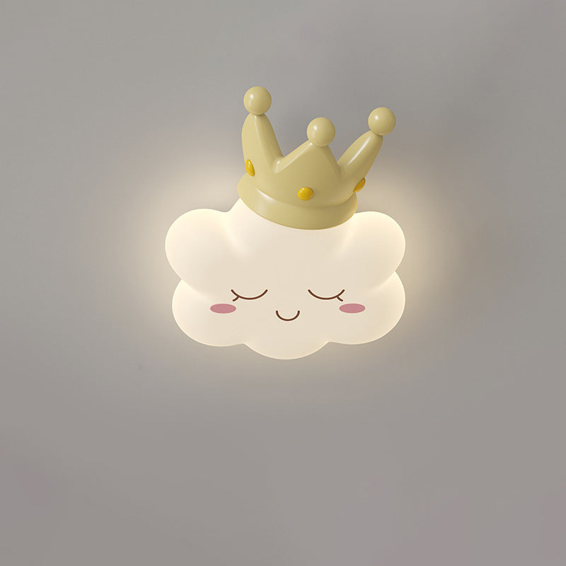 Contemporary Creative Bow Crown Santa Hat Iron PE Lampshade LED Flush Mount Ceiling Light For Bedroom