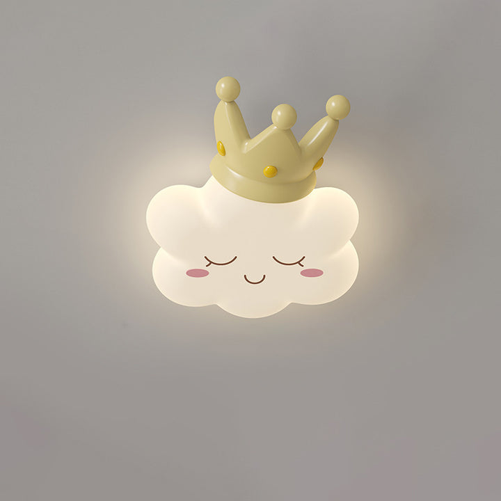 Contemporary Creative Bow Crown Santa Hat Iron PE Lampshade LED Flush Mount Ceiling Light For Bedroom