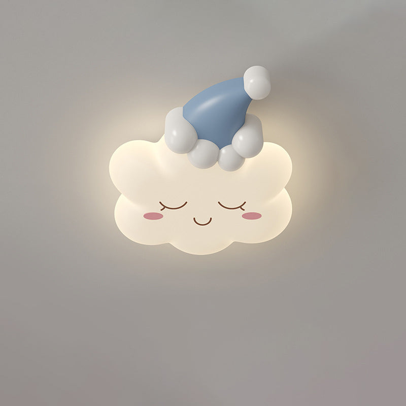 Contemporary Creative Bow Crown Santa Hat Iron PE Lampshade LED Flush Mount Ceiling Light For Bedroom