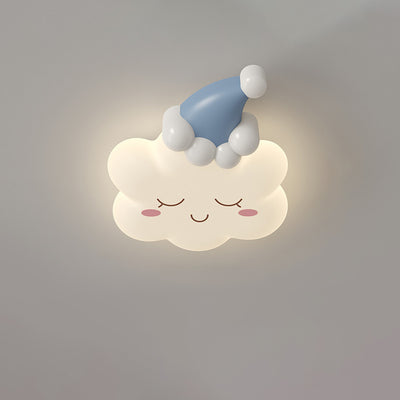 Lustre LED à montage encastré avec abat-jour en fer et chapeau de Noël en forme de couronne créative contemporaine pour chambre 