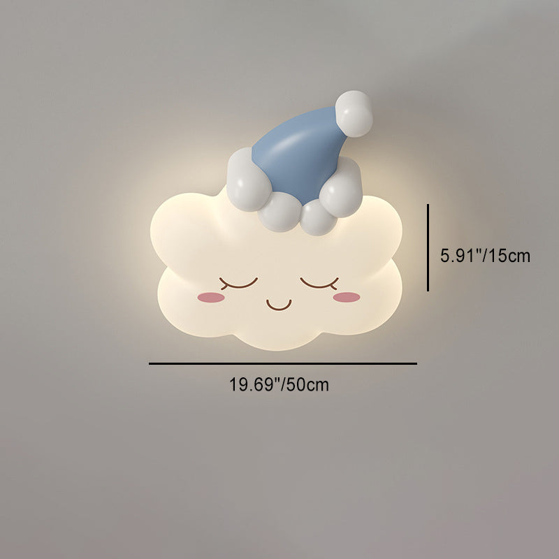 Contemporary Creative Bow Crown Santa Hat Iron PE Lampshade LED Flush Mount Ceiling Light For Bedroom