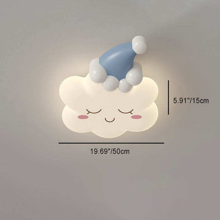 Contemporary Creative Bow Crown Santa Hat Iron PE Lampshade LED Flush Mount Ceiling Light For Bedroom