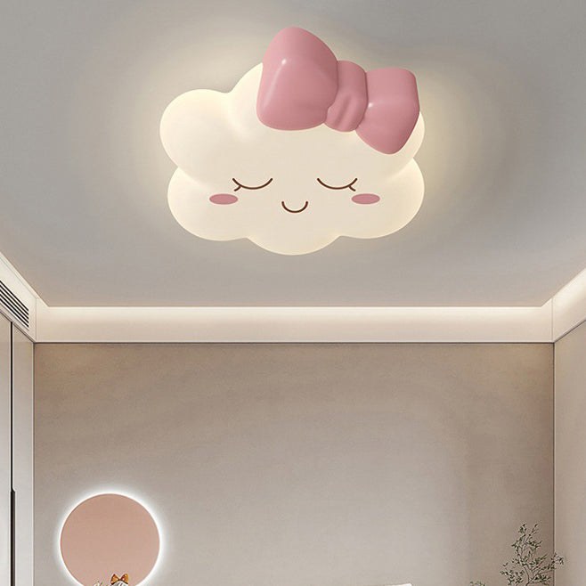 Contemporary Creative Bow Crown Santa Hat Iron PE Lampshade LED Flush Mount Ceiling Light For Bedroom