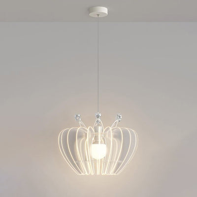Contemporary Creative Dome Crown Acrylic Crystal Iron Lampshade LED Pendant Light For Dining Room