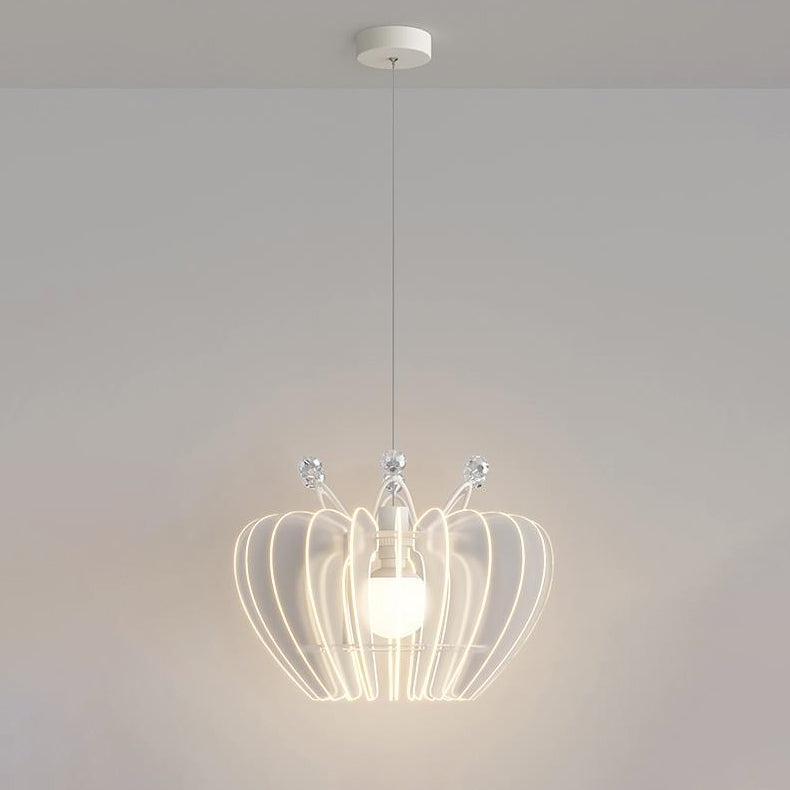 Contemporary Creative Dome Crown Acrylic Crystal Iron Lampshade LED Pendant Light For Dining Room