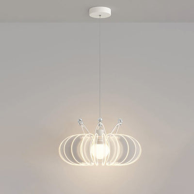 Contemporary Creative Dome Crown Acrylic Crystal Iron Lampshade LED Pendant Light For Dining Room