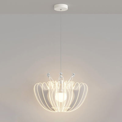 Contemporary Creative Dome Crown Acrylic Crystal Iron Lampshade LED Pendant Light For Dining Room