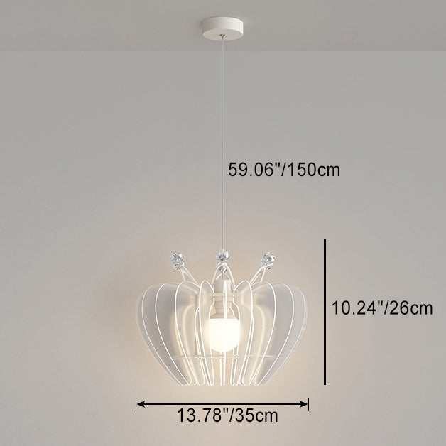 Contemporary Creative Dome Crown Acrylic Crystal Iron Lampshade LED Pendant Light For Dining Room